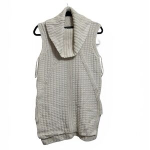 Banana Republic Cream Knit Sleeveless Cowl Neck Tunic Sweater